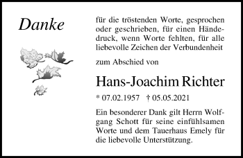 Traueranzeige von Hans-Joachim Richter von Ostsee-Zeitung GmbH