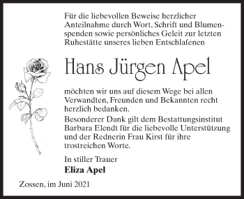 Traueranzeige von Hans Jürgen Apel von Märkischen Allgemeine Zeitung