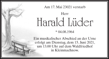 Traueranzeige von Harald Lüder von Märkischen Allgemeine Zeitung