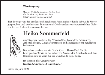 Traueranzeige von Heiko Sommerfeld von Märkischen Allgemeine Zeitung