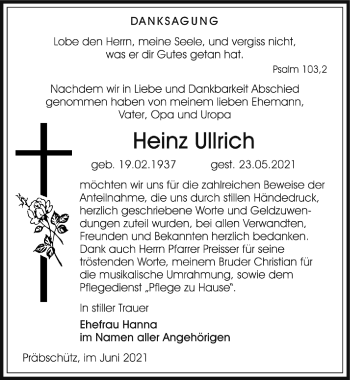Traueranzeige von Heinz Ullrich von Leipziger Volkszeitung