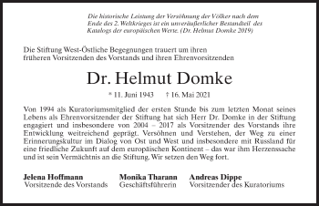 Traueranzeige von Helmut Domke von Märkischen Allgemeine Zeitung
