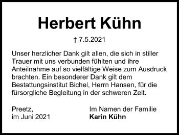 Traueranzeige von Herbert Kühn von Kieler Nachrichten