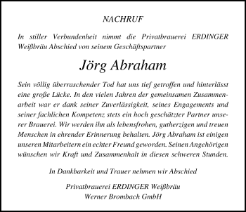 Traueranzeige von Jörg Abraham von Märkischen Allgemeine Zeitung