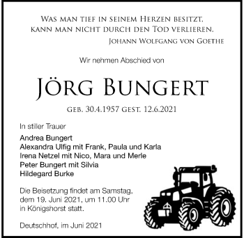 Traueranzeige von Jörg Bungert von Märkischen Allgemeine Zeitung