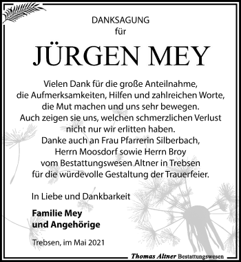 Traueranzeige von Jürgen Mey von Leipziger Volkszeitung