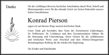 Traueranzeige von Konrad Pierson von Ostsee-Zeitung GmbH
