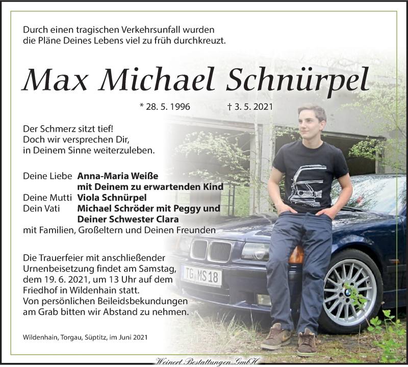  Traueranzeige für Max Michael Schnürpel vom 12.06.2021 aus Leipziger Volkszeitung