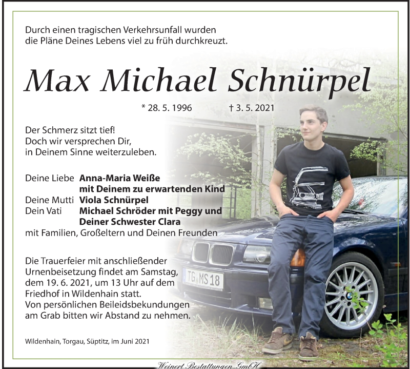 Traueranzeige für Max Michael Schnürpel vom 12.06.2021 aus Torgauer Zeitung