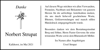 Traueranzeige von Norbert Strupat von Ostsee-Zeitung GmbH
