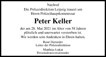 Traueranzeige von Peter Keller von Leipziger Volkszeitung
