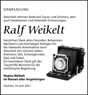 Traueranzeige von Ralf Weikelt von Leipziger Volkszeitung