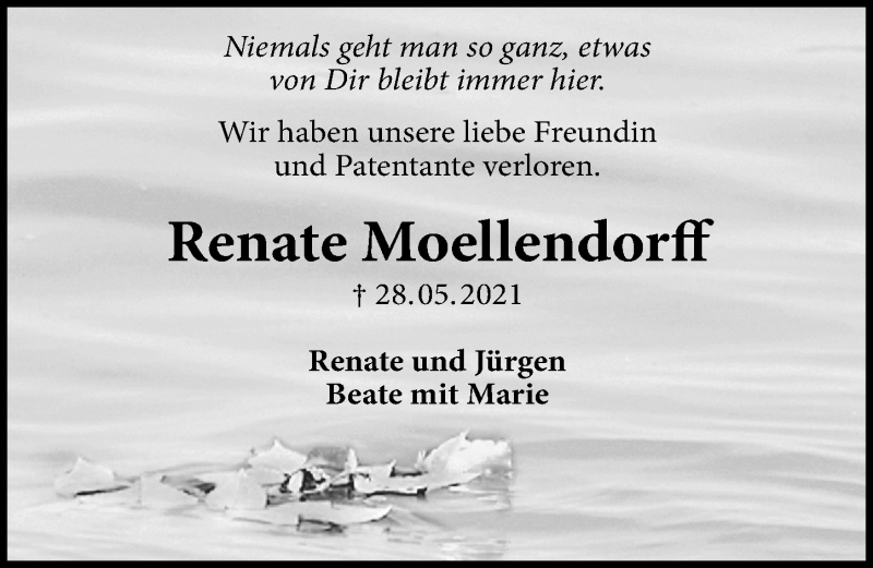  Traueranzeige für Renate Moellendorff vom 05.06.2021 aus Göttinger Tageblatt