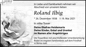 Traueranzeige von Roland Ilbig von Leipziger Volkszeitung