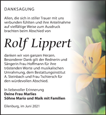 Traueranzeige von Rolf Lippert von Leipziger Volkszeitung