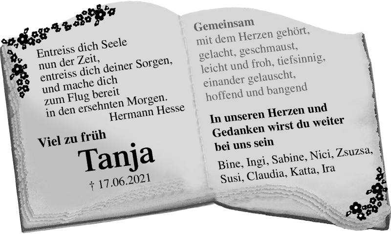  Traueranzeige für Tanja Lübke vom 27.06.2021 aus Lübecker Nachrichten