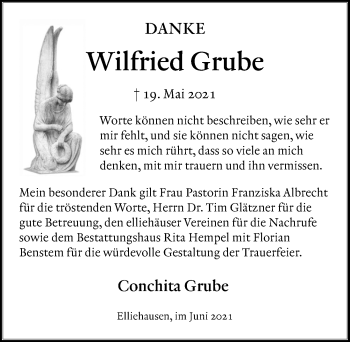 Traueranzeige von Wilfried Grube von Göttinger Tageblatt