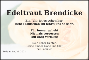 Traueranzeige von Edeltraut Brendicke 