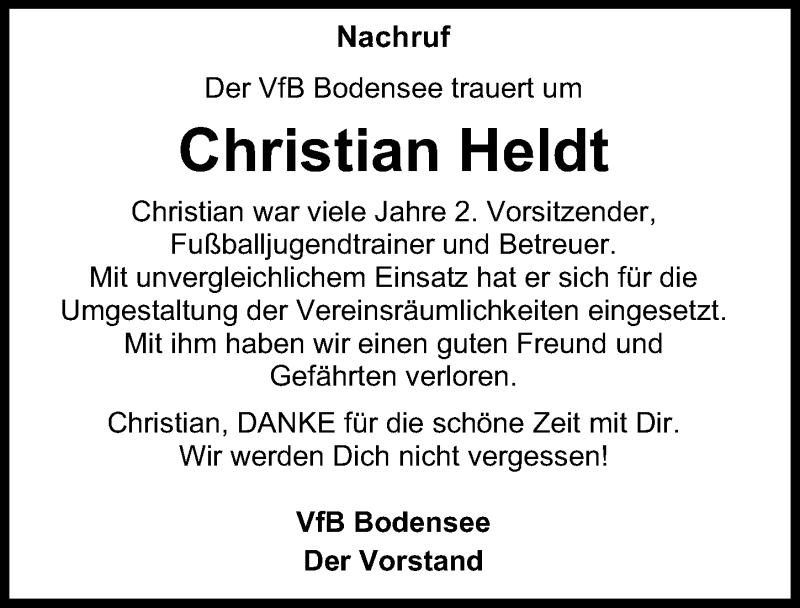  Traueranzeige für Christian Heldt vom 03.07.2021 aus Eichsfelder Tageblatt