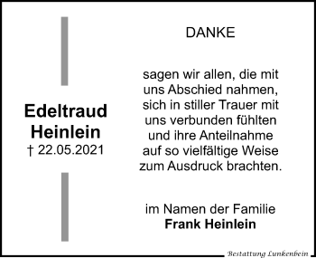Traueranzeige von Edeltraud Heinlein von Leipziger Volkszeitung