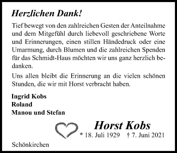 Traueranzeige von Horst Kobs von Kieler Nachrichten