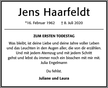 Traueranzeige von Jens Haarfeldt von Leipziger Volkszeitung