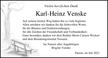 Traueranzeige von Karl-Heinz Venske von Märkischen Allgemeine Zeitung
