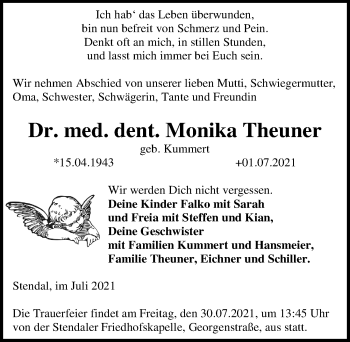 Traueranzeige von Monika Theuner von Leipziger Volkszeitung