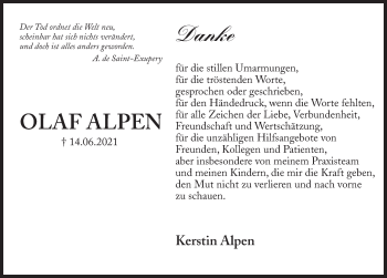 Traueranzeige von Olaf Alpen von Märkischen Allgemeine Zeitung
