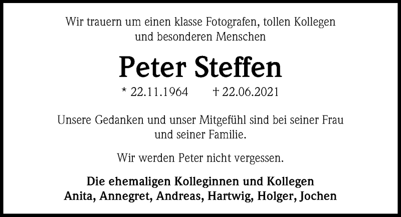  Traueranzeige für Peter Steffen vom 03.07.2021 aus Hannoversche Allgemeine Zeitung/Neue Presse