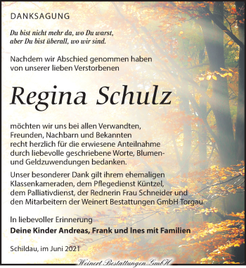 Traueranzeige von Regina Schulz von Torgauer Zeitung
