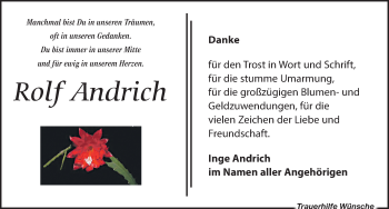 Traueranzeige von Rolf Andrich von Leipziger Volkszeitung