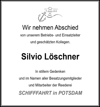 Traueranzeige von Silvio Löschner von Märkischen Allgemeine Zeitung