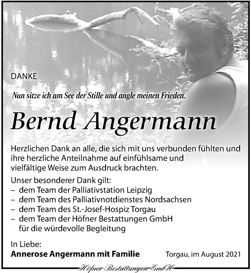  Traueranzeige für Bernd Angermann vom 14.08.2021 aus Torgauer Zeitung