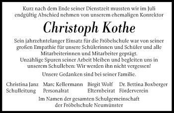 Traueranzeige von Christoph Kothe von Kieler Nachrichten