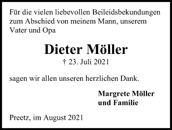 Traueranzeige von Dieter Möller von Kieler Nachrichten