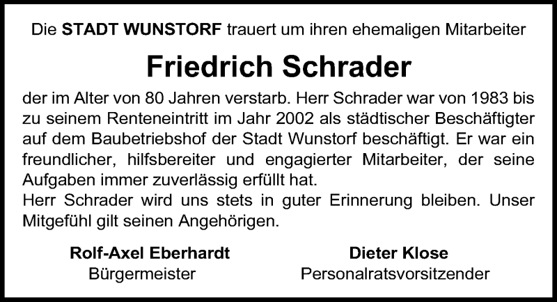  Traueranzeige für Friedrich Schrader vom 03.08.2021 aus Hannoversche Allgemeine Zeitung/Neue Presse
