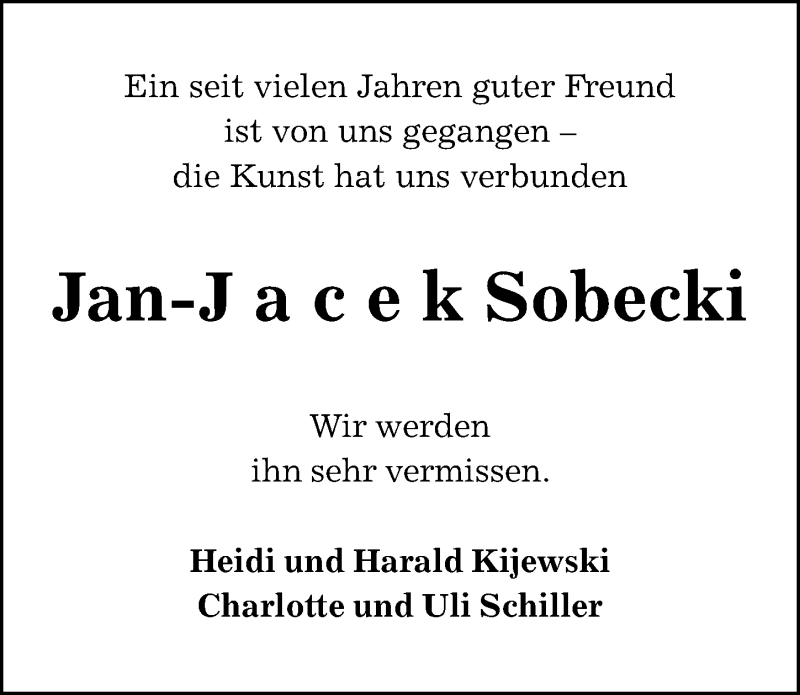  Traueranzeige für Jan-Jacek Sobecki vom 28.08.2021 aus Göttinger Tageblatt