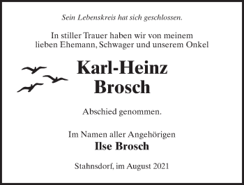 Traueranzeige von Karl-Heinz Brosch von Märkischen Allgemeine Zeitung