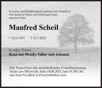 Traueranzeige von Manfred Scheil von Märkischen Allgemeine Zeitung