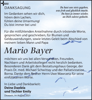 Traueranzeige von Mario Bayer von Leipziger Volkszeitung