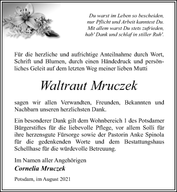 Traueranzeige von Waltraut Mruczek von Märkischen Allgemeine Zeitung