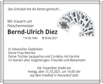 Traueranzeige von Bernd-Ulrich Diez von Leipziger Volkszeitung