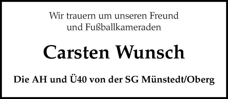  Traueranzeige für Carsten Wunsch vom 11.09.2021 aus Peiner Allgemeine Zeitung