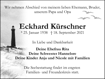 Traueranzeige von Eckhard Kürschner von Lübecker Nachrichten