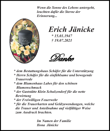 Traueranzeige von Erich Jänicke