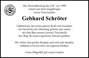 Traueranzeige von Gebhard Schröter von Lübecker Nachrichten