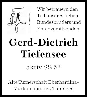 Traueranzeige von Gerd-Dietrich Tiefensee von Hannoversche Allgemeine Zeitung/Neue Presse