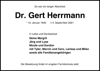 Traueranzeige von Gert Herrmann von Kieler Nachrichten