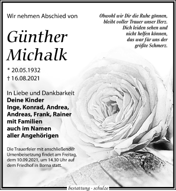 Traueranzeige von Günther Michalk von Leipziger Volkszeitung